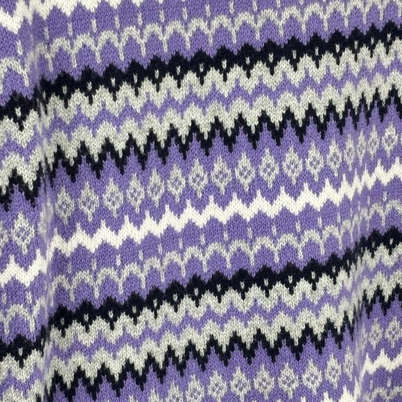 Talbots Size Small Zig Zag Fair Isle Sweater - Purple Grey Black Side Split Hem - Picture 12 of 12